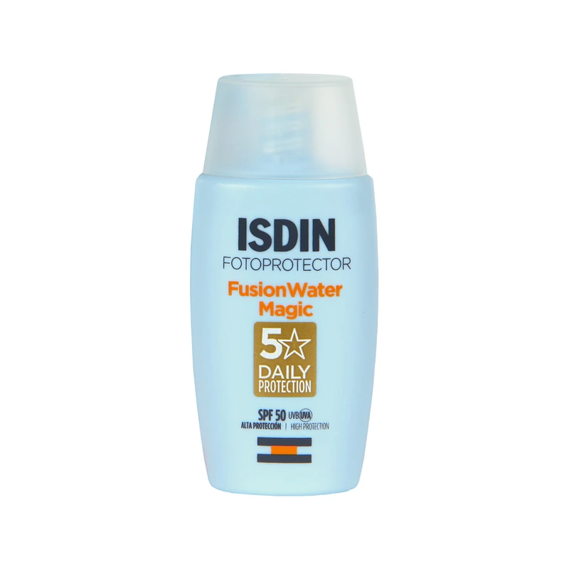 فلوئید ضدآفتاب بدون رنگ ایزدین SPF50 مدل Fusion Water Magic ‌مناسب انواع پوست